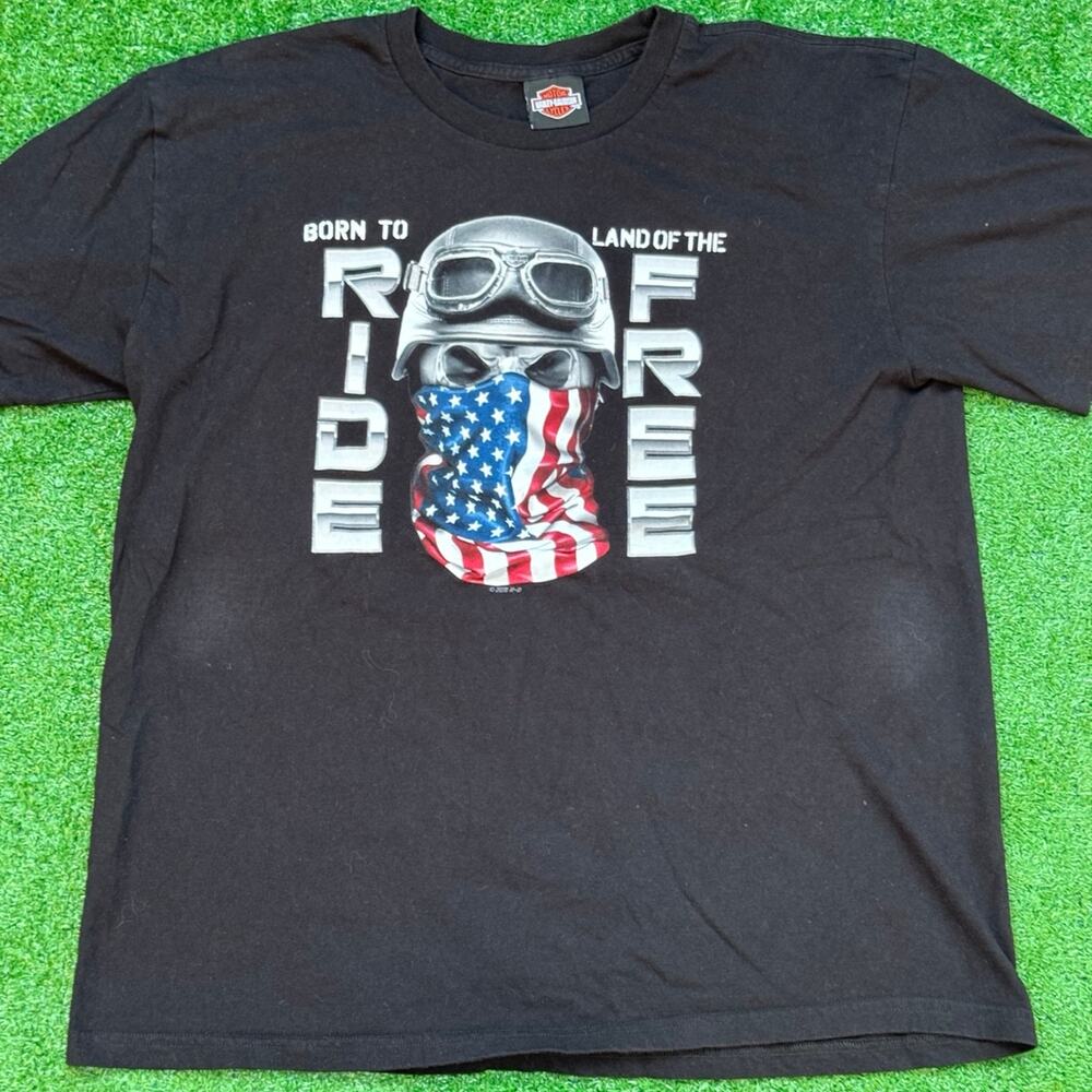 Harley Davidson Born to Ride Born to Ride Land of the Free T Shirt Vintage